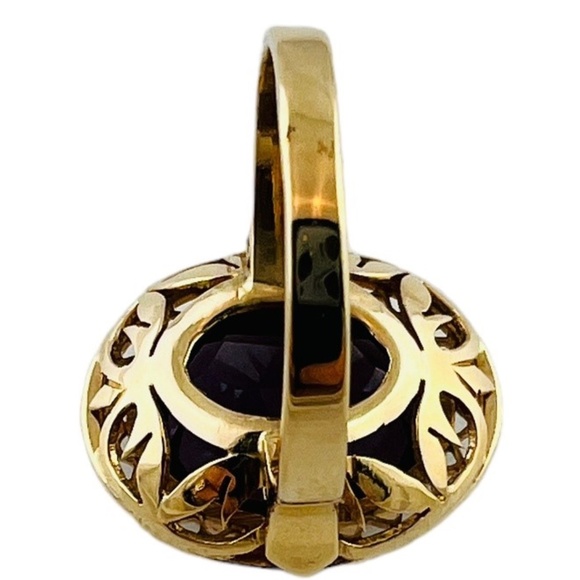 18K Yellow Gold Lab Created Oval Purple Sapphire Ring Size 7.25 #15673 - Picture 8 of 10
